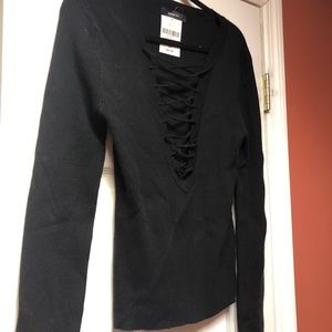 NWT F21 Criss Cross plunging sweater